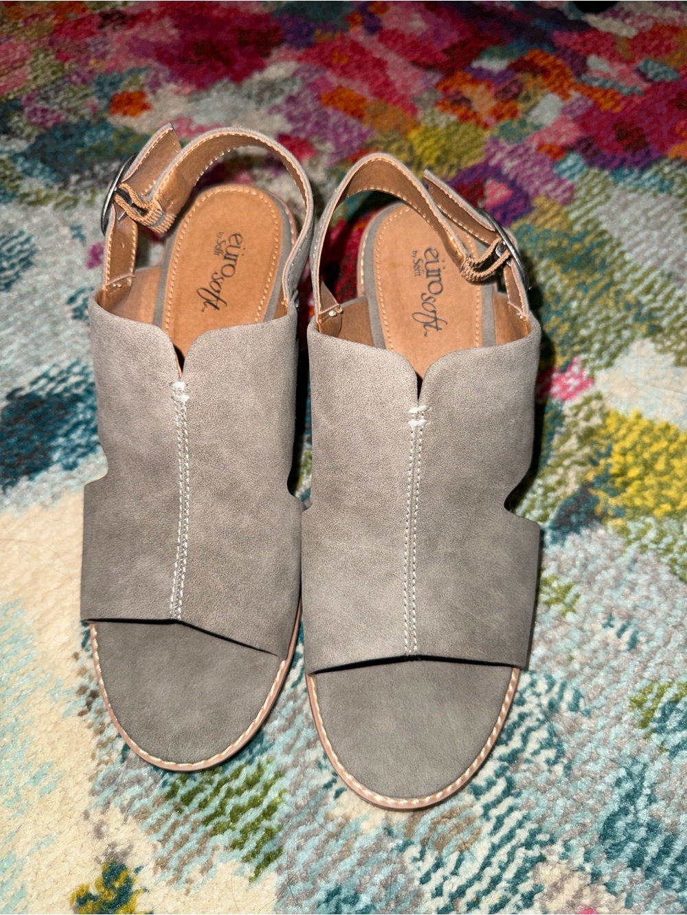 EuroSoft Women's Taupe Open-Toe Slingback Sandals